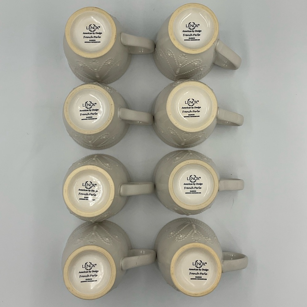 Lenox French Pearl White Coffee Mugs Set of 8 - Picture 5 of 8